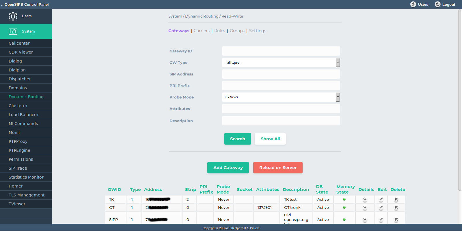 Dynamic Routing GWs